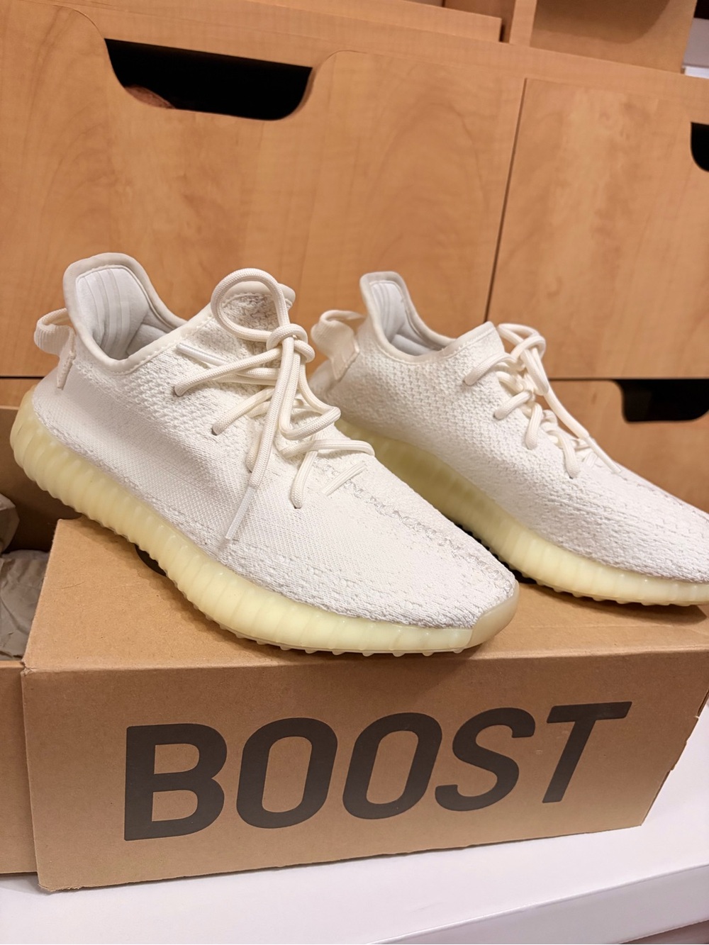 adidas Kids Cream/Off-White Knit Lace-Up Sneakers